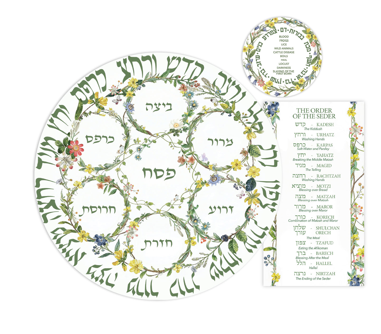 PASSOVER FLOWERS PLACEMAT ROUND