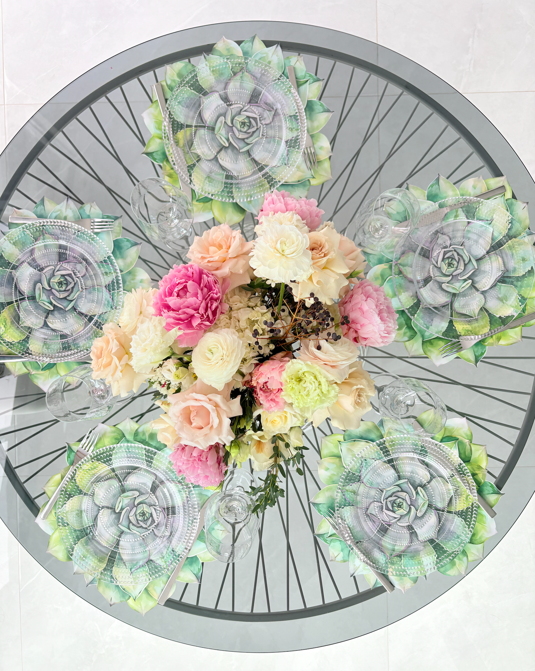 succulent placemats Green Succulent Die-Cut Paper Placemat – CSQUAREDESIGN