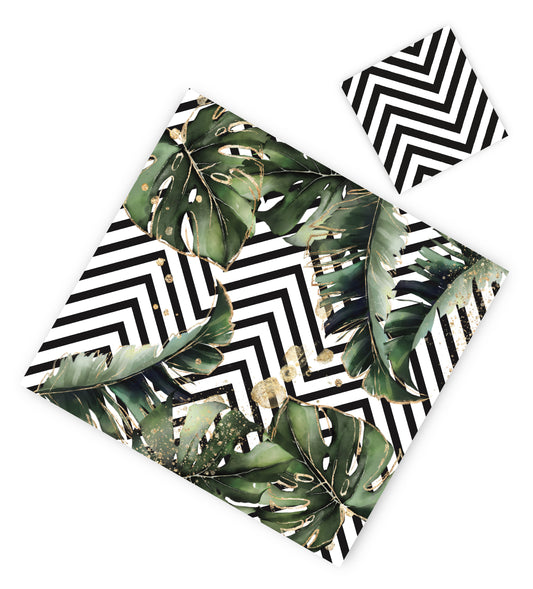 TROPICAL WITH BLACK STRIPES PAPER PLACEMAT