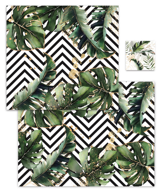 TROPICAL WITH BLACK STRIPES PAPER PLACEMAT