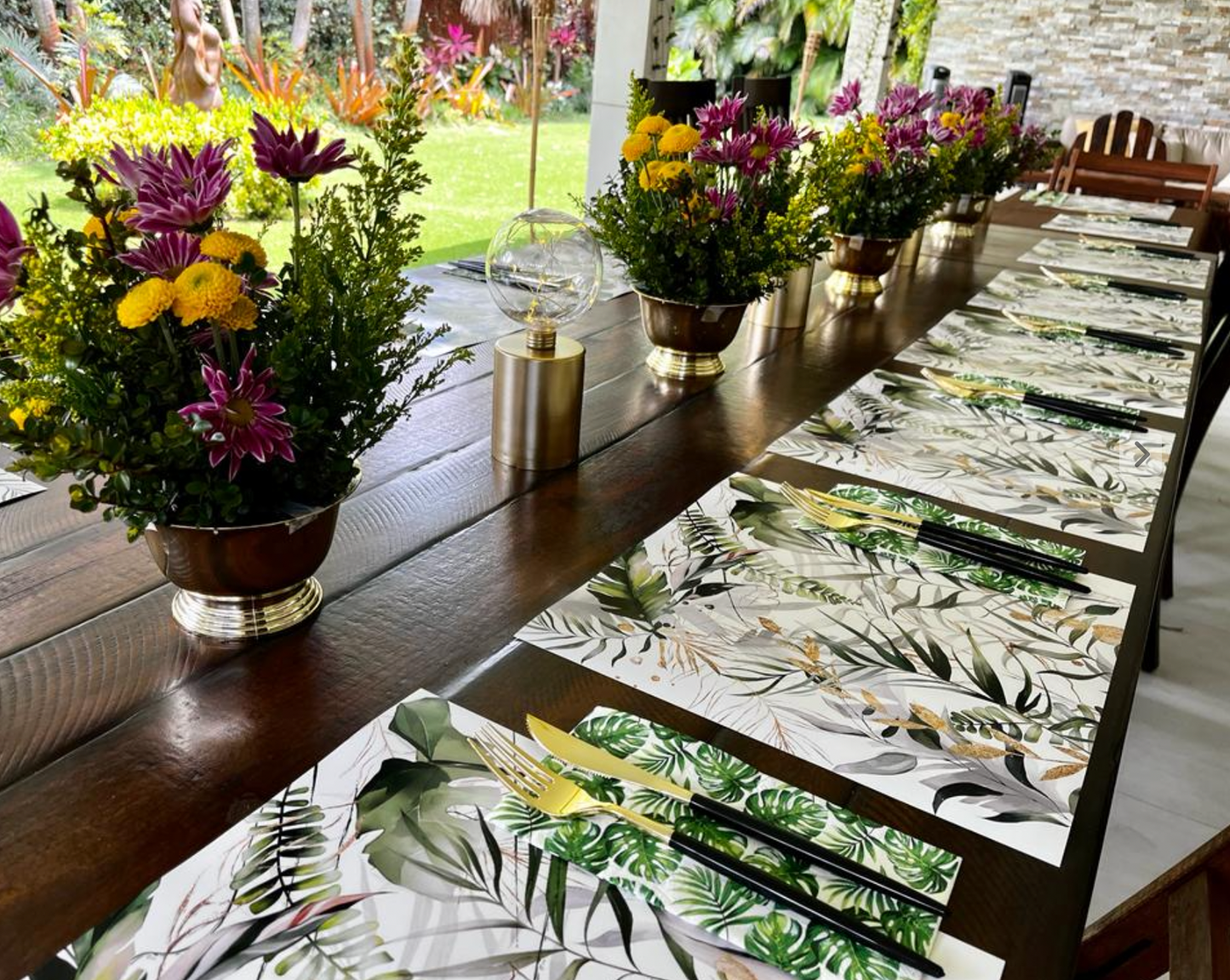 Tropical Palm Paper Placemat — Set of 12 with Matching Coasters